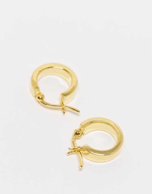 ASOS DESIGN sterling silver chunky hoop earring with 14k gold plate, 3 of 4