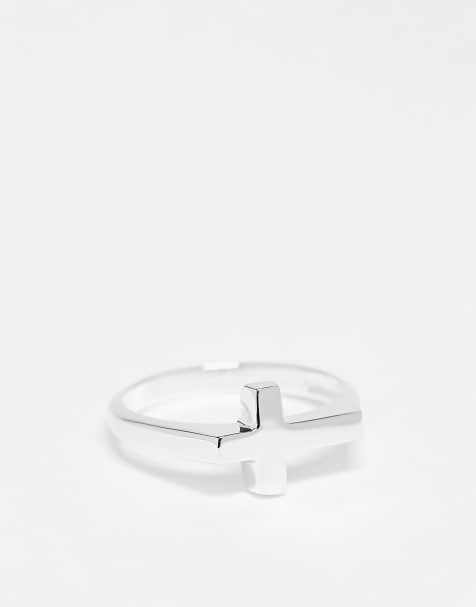 ASOS DESIGN Sterling silver cross ring in silver - view 1