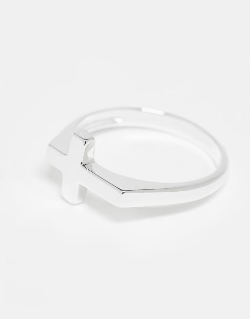 ASOS DESIGN Sterling silver cross ring in silver  , 3 of 3