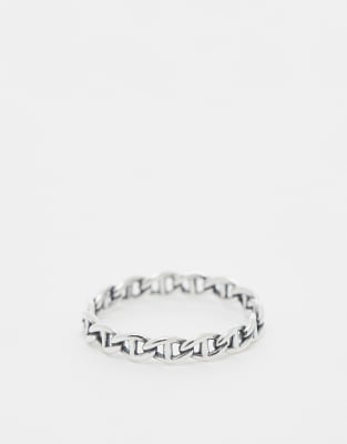 ASOS DESIGN sterling silver cuban link ring in silver