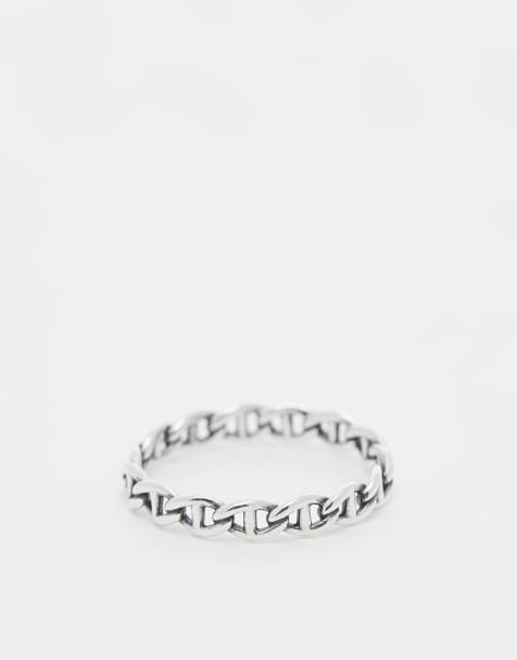 ASOS DESIGN sterling silver cuban link ring in silver - view 1