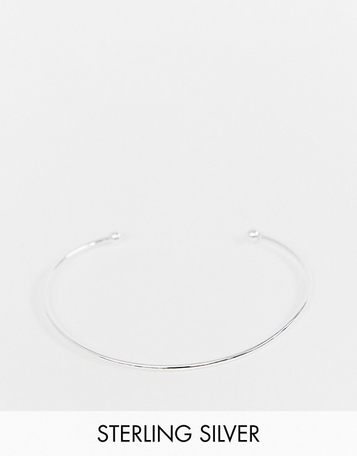 ASOS DESIGN sterling silver cuff bracelet with fine ball detail