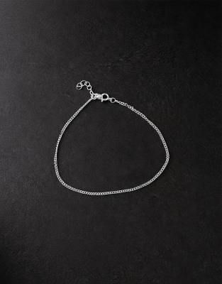 Asos Design Sterling Silver Curb Chain Bracelet
