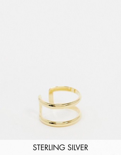ASOS DESIGN sterling silver double band ring in 14k gold plate
