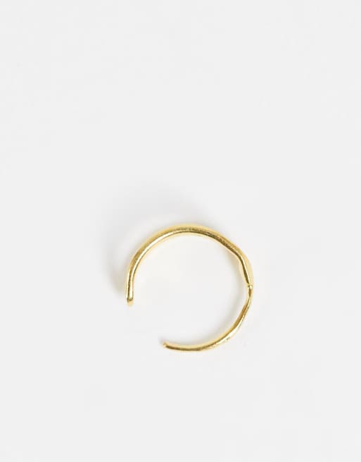 ASOS DESIGN sterling silver double hoop nose ring in 14k gold