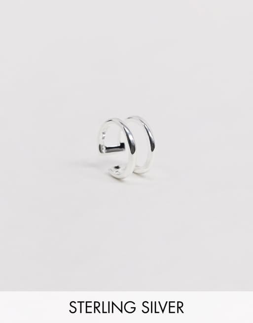 ASOS DESIGN sterling silver double row ear cuff