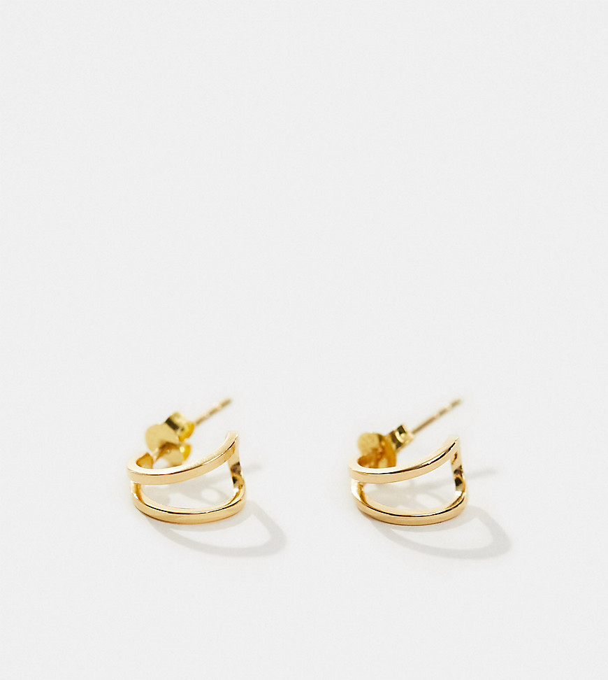sterling silver double row hoop earring in 14k gold plated