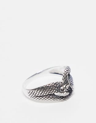 ASOS DESIGN sterling silver double row snake ring in silver - view 1