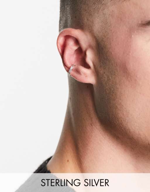ASOS DESIGN sterling silver ear cuff in double design in silver