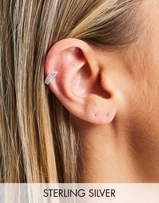 ASOS DESIGN sterling silver ear cuff in minimal design