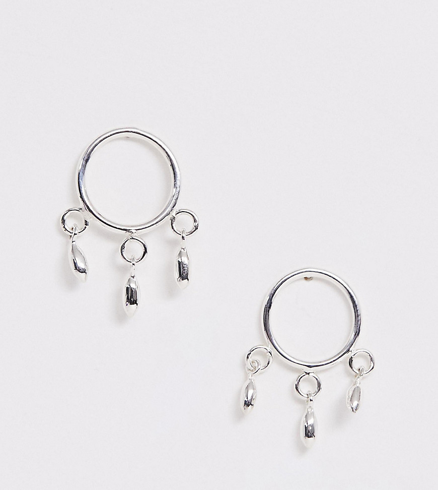 ASOS DESIGN sterling silver earrings in open circle design with hanging charms