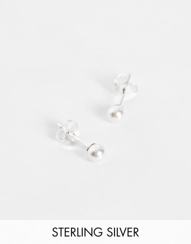 ASOS DESIGN sterling silver faux pearl stud earrings