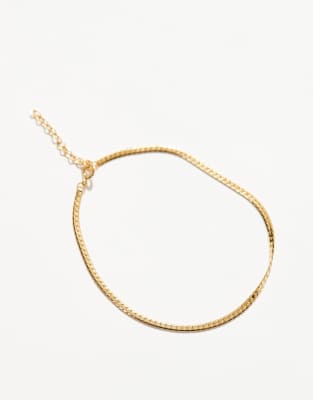 Asos Design Sterling Silver Flat Chain Bracelet In Gold