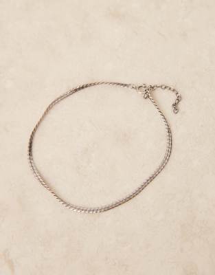 Asos Design Sterling Silver Flat Chain Bracelet