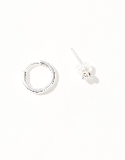 ASOS DESIGN sterling silver hoop and crystal stud in silver