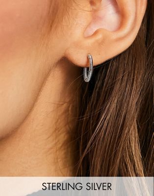 ASOS DESIGN sterling silver hoop earrings in coil design