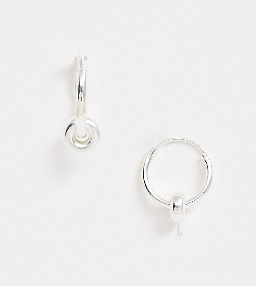 ASOS DESIGN sterling silver hoop earrings with bead charm