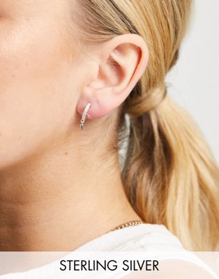 ASOS DESIGN sterling silver hoop earrings with crystal and spike