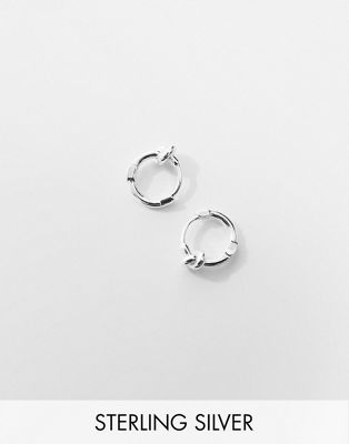 ASOS DESIGN sterling silver hoop earrings with knot design in silver