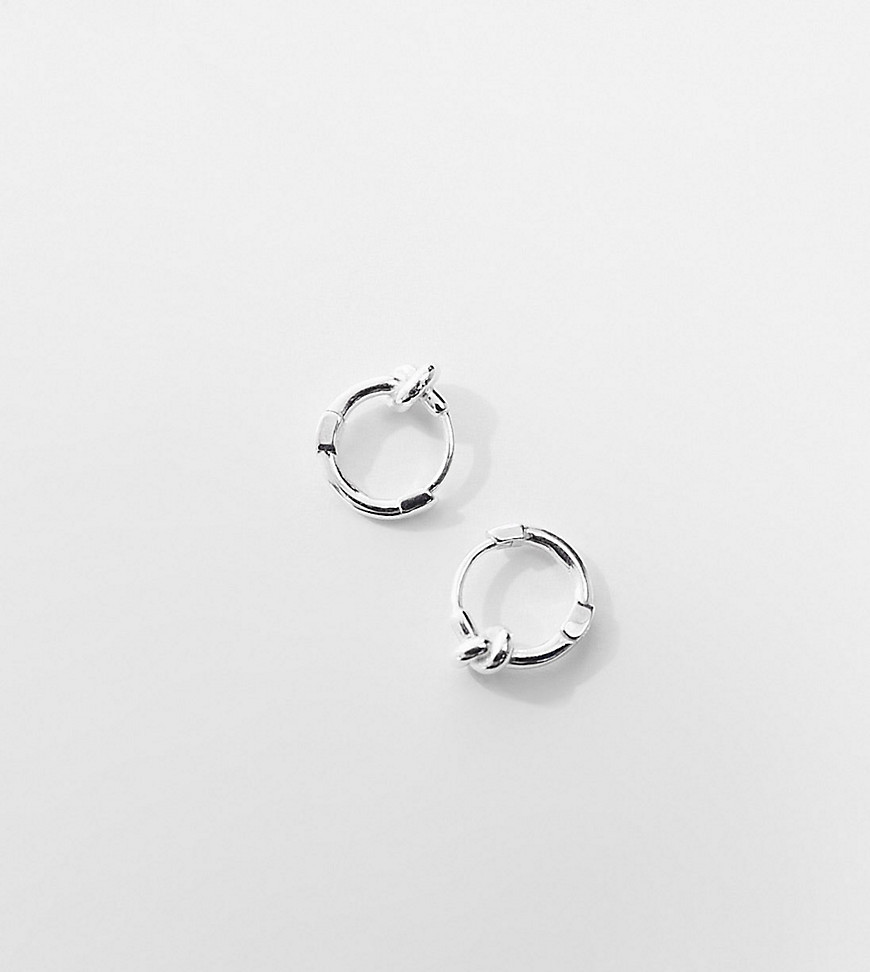 ASOS DESIGN sterling silver hoop earrings with knot design in silver-Gold