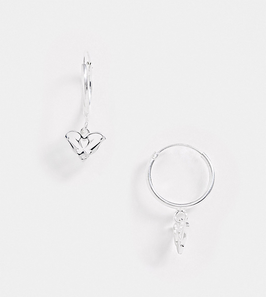ASOS DESIGN sterling silver hoop earrings with tattoo charm