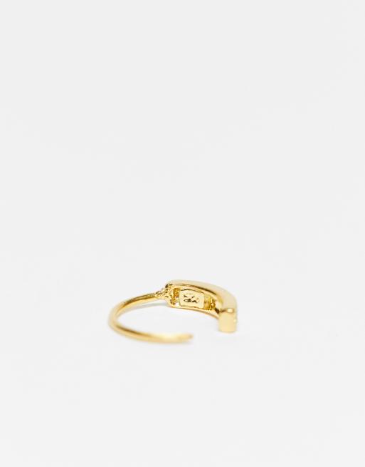 ASOS DESIGN sterling silver hoop nose ring with crystals in gold tone, 3 of 4