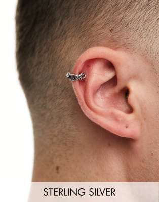 ASOS DESIGN ASOS DESIGN sterling silver intertwined snake ear cuff in burnished silver