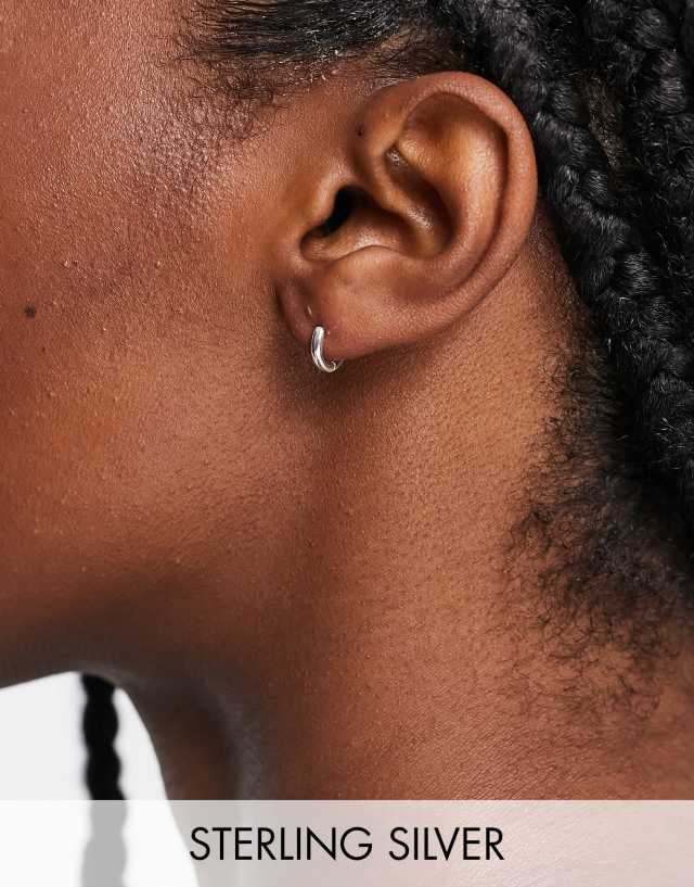 ASOS DESIGN - sterling silver mini hinge hoop earrings in 9mm