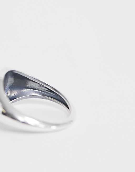 ASOS DESIGN sterling silver minimal signet ring in silver, 4 of 4