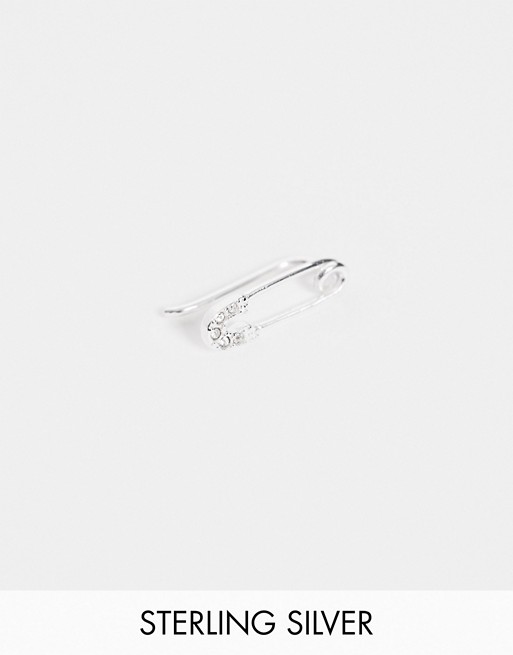 ASOS DESIGN sterling silver mix & match crystal safety pin ear climber