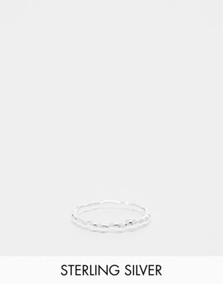 ASOS DESIGN sterling silver molten band ring in silver