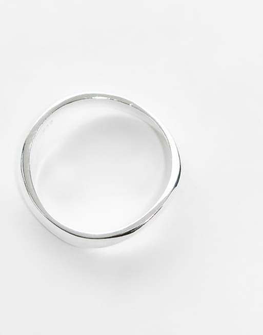 ASOS DESIGN sterling silver molten band ring in silver