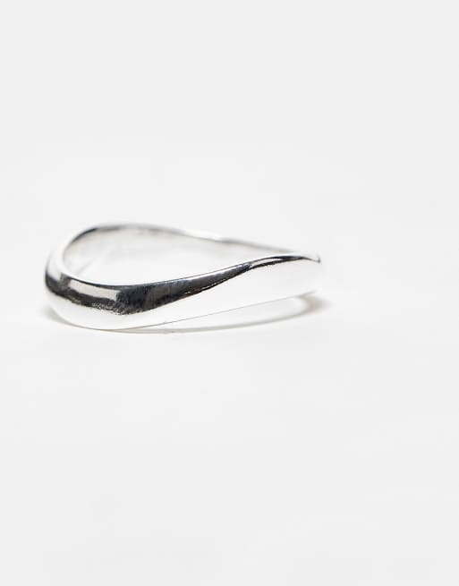 ASOS DESIGN sterling silver molten band ring in silver