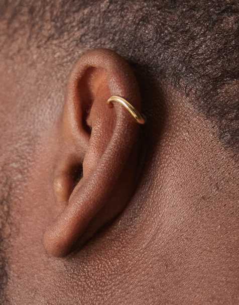 ASOS DESIGN sterling silver molten ear cuff in gold tone - view 1