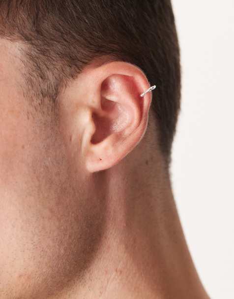ASOS DESIGN Sterling silver molten ear cuff in silver - view 1