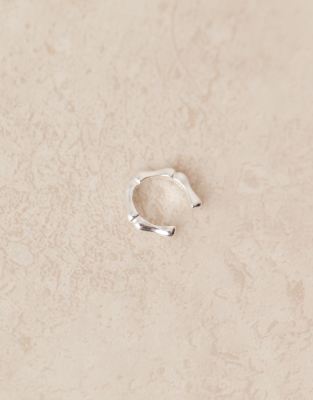 Asos Design Sterling Silver Molten Ear Cuff In Metallic