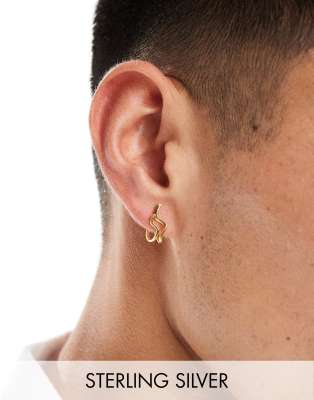 ASOS DESIGN sterling silver molten wave earrings in 14k gold plate