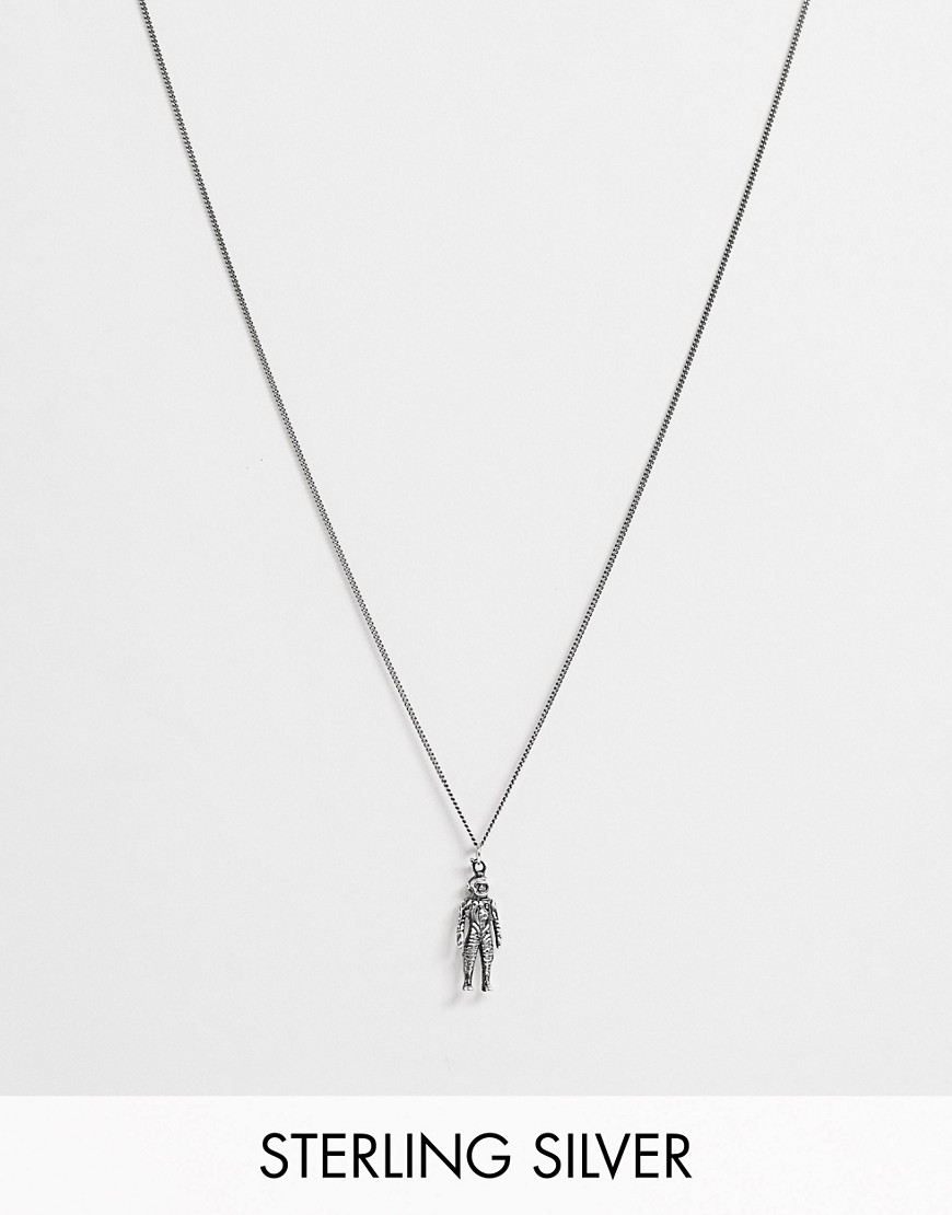 ASOS DESIGN sterling silver neckchain with astronaut pendant