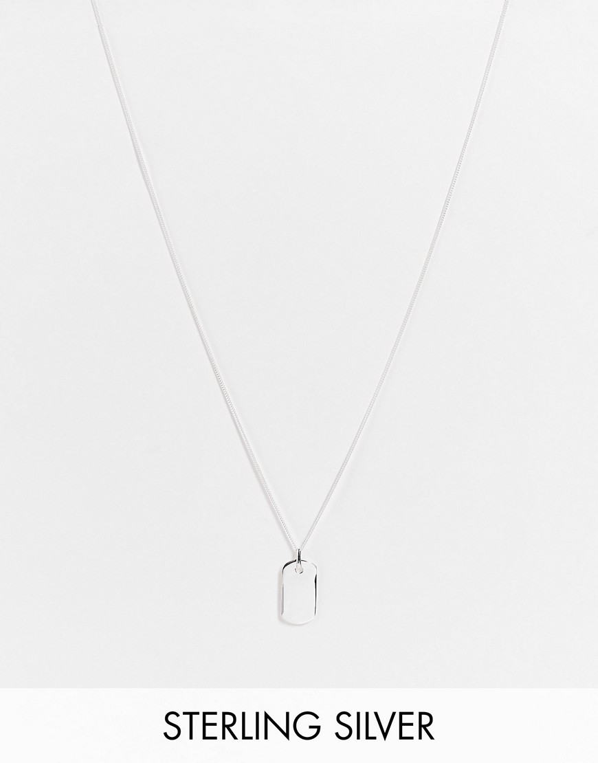 ASOS DESIGN sterling silver neckchain with mini dogtag pendant