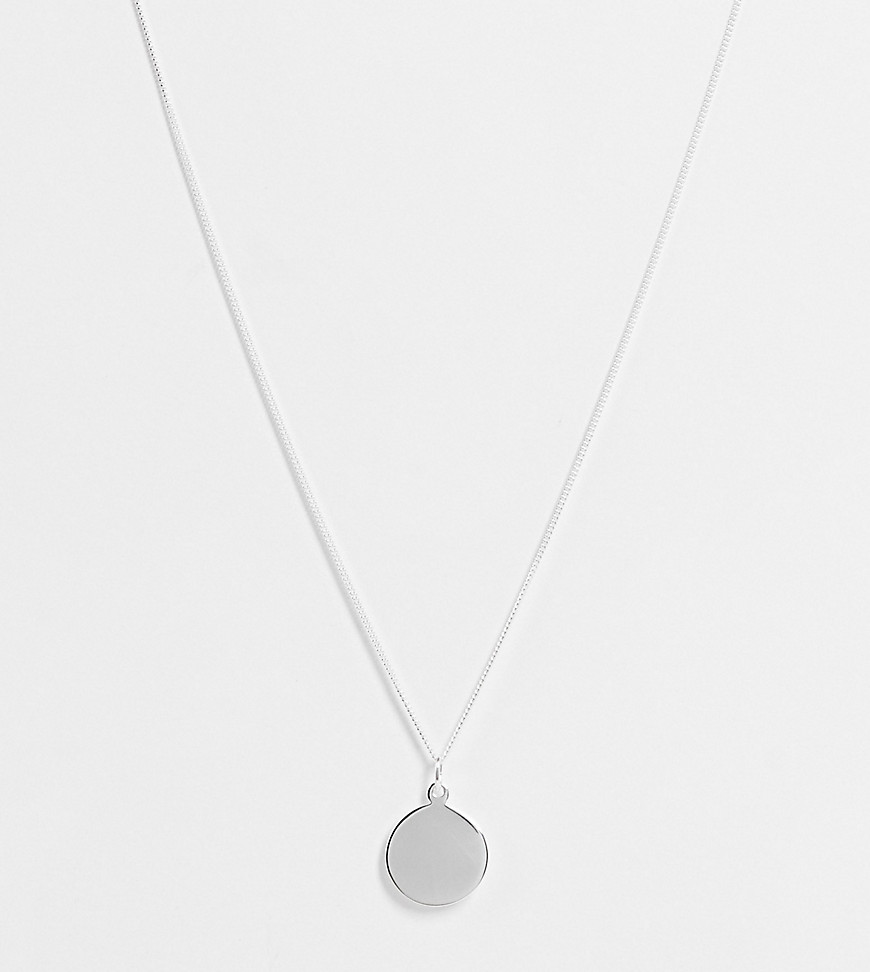 ASOS DESIGN sterling silver neckchain with minimal disc pendant in silver