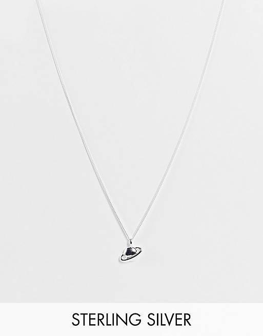 ASOS DESIGN sterling silver neckchain with planet pendant in silver