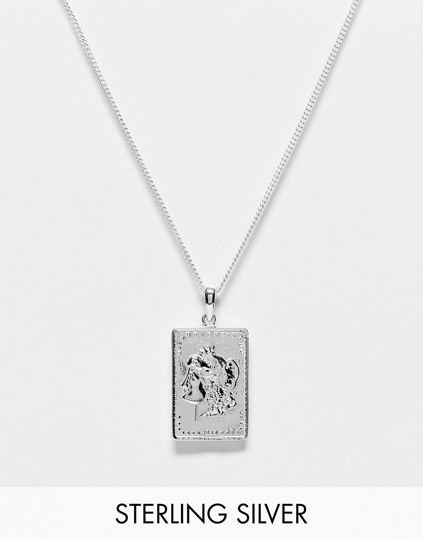 ASOS DESIGN sterling silver neckchain with queen card pendant