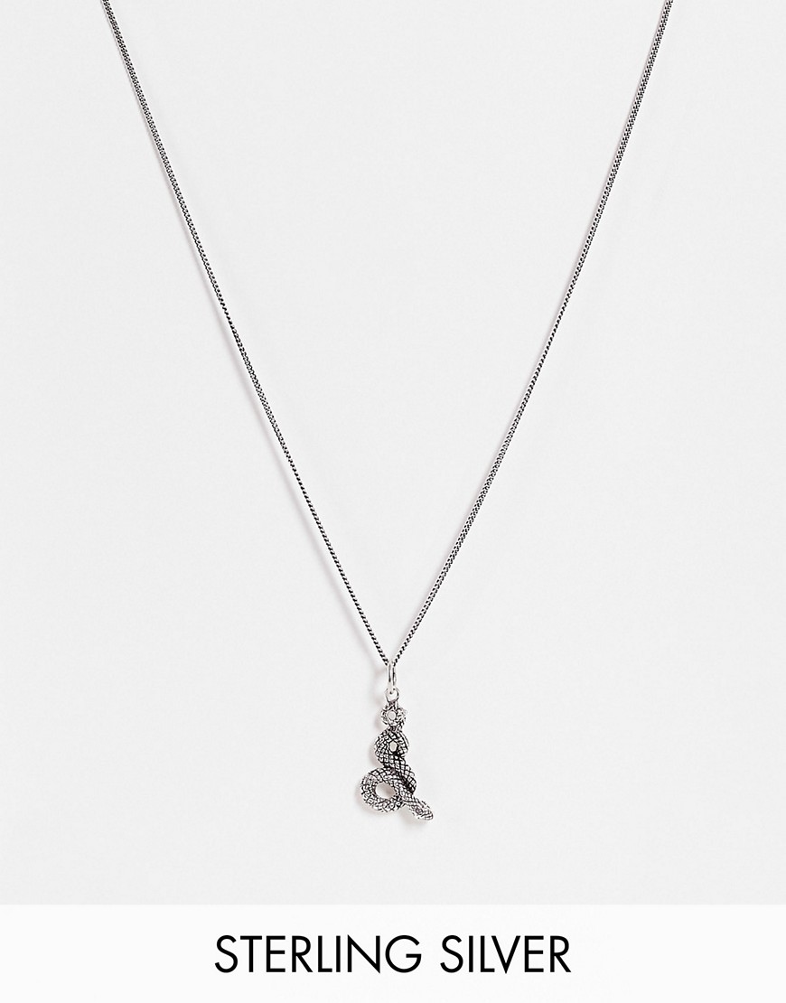 ASOS DESIGN sterling silver neckchain with snake pendant
