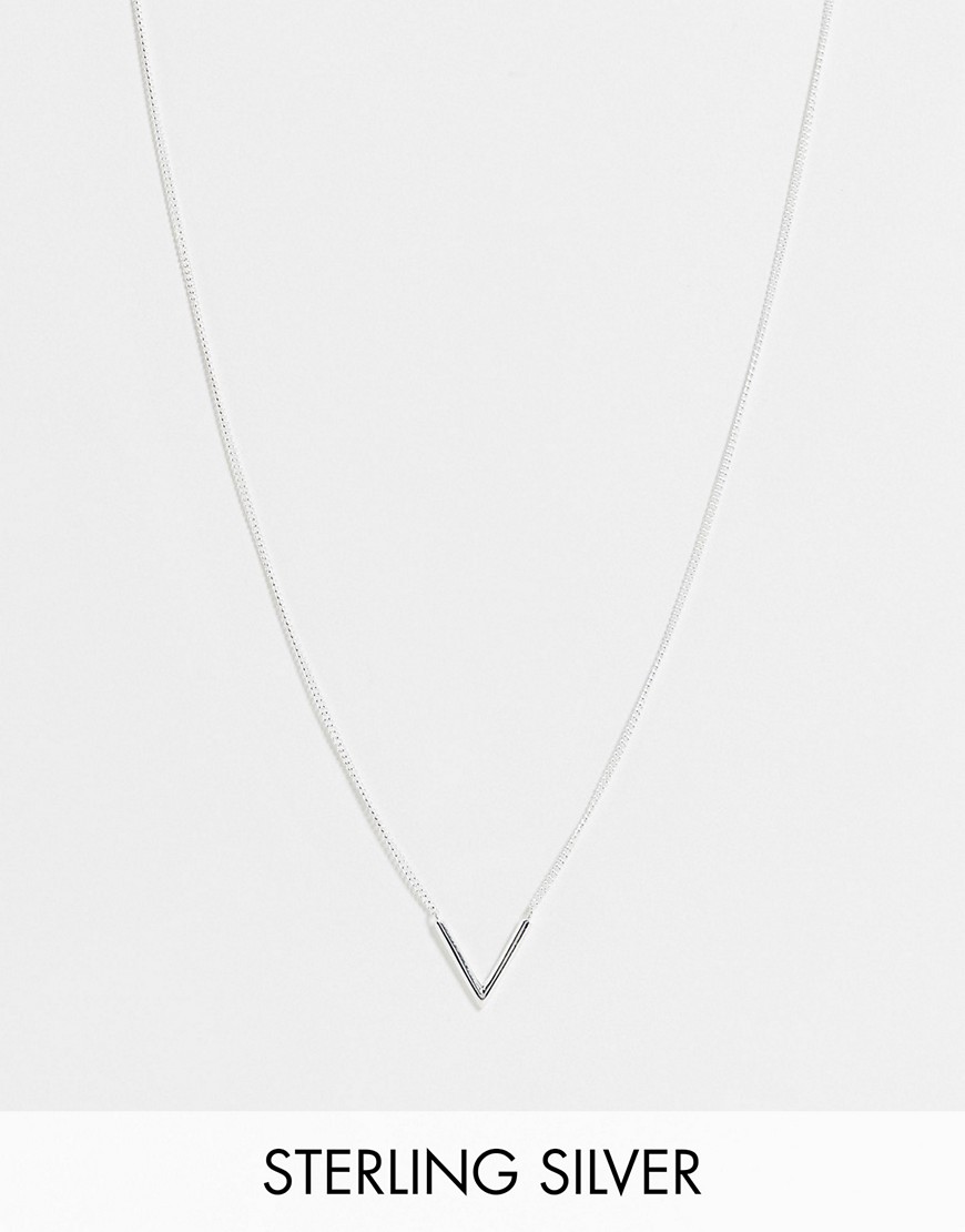 ASOS DESIGN sterling silver neckchain with v-shape pendant