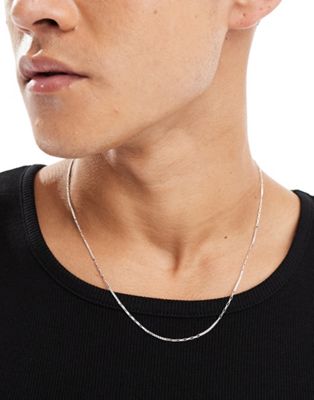 Asos Design Sterling Silver Necklace In Silver In Metallic