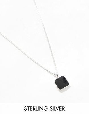 sterling silver necklace with black pendant