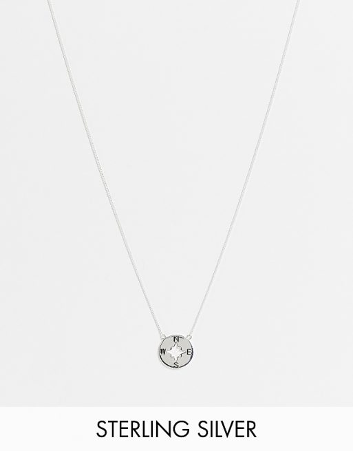 Compass Necklace with Hammered Finish Adjustable Length Sterling Silver Compass Necklace with Hammered Finish Adjustable Length Sterling Silver