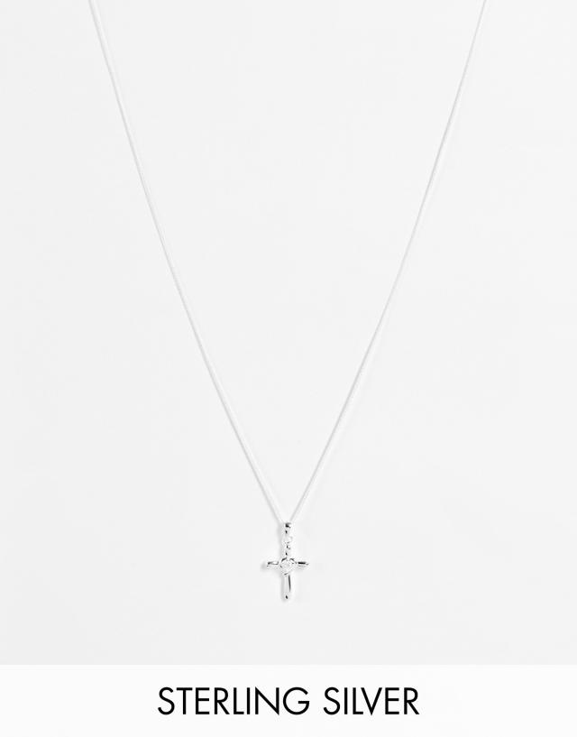 ASOS DESIGN sterling silver necklace with cross pendant in silver tone