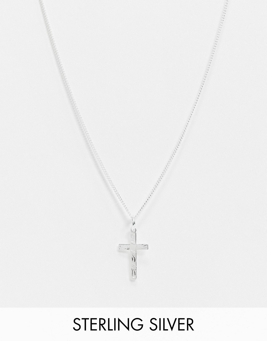ASOS DESIGN sterling silver necklace with cross pendant in silver