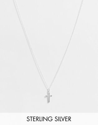 ASOS DESIGN sterling silver necklace with cross pendant